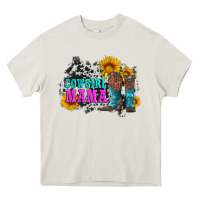 Cream cowgirl mama with boots and sunflowers and cowhide Heavy Core Tee - Artiststas
