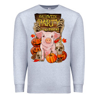 Heather Grey halloween party pig Premium Sweatshirt - RanaPortraitStore