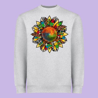 Autism Awareness Cowhide Leopard Sunflower Heavyweight Sweatshirt Designed By Artiststas