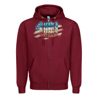 Burgundy America america Zipper Hoodie - NancyCooperArtShop