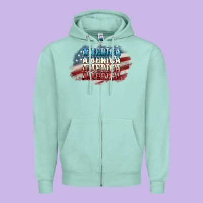 America America Zipper Hoodie Designed By Nancycooperartshop