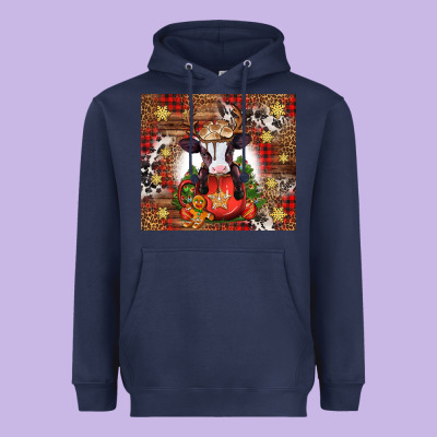 Christmas Baby Cow Hot Cocoa Heavyweight Hoodie Designed By Jasminsmagicworld