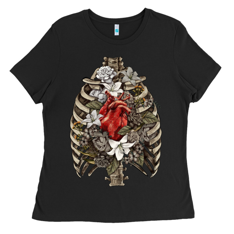 Skeleton Rib Cage Heart Ladies Tee by RanaPortraitStore | Teevron