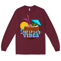 Burgundy summer vibes coconut drink Long Sleeve Tee - Jasminsmagicworld