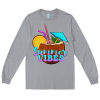 Heather Grey summer vibes coconut drink Long Sleeve Tee - Jasminsmagicworld