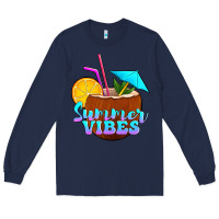 Navy summer vibes coconut drink Long Sleeve Tee - Jasminsmagicworld