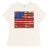 Bone American flag leopard cowhide Ladies Tee - JahusDesignShop