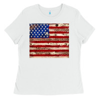 White American flag leopard cowhide Ladies Tee - JahusDesignShop