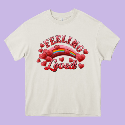 Feeling Loved Valentine's Day Heavy Core Tee Designed By Ranaportraitstore