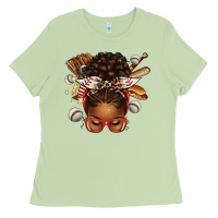 Matcha baseball afro messy bun Ladies Tee - texasbilliewilder