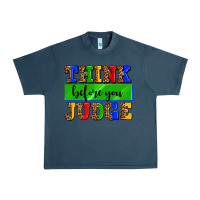 Midnight Navy think before you judge Urban Heavy Tee - AdoDesignShop