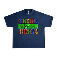 Navy think before you judge Urban Heavy Tee - AdoDesignShop