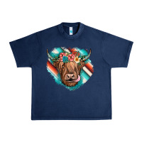 Navy highland cow serape Urban Heavy Tee - JahusDesignShop