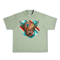Oil Green highland cow serape Urban Heavy Tee - JahusDesignShop