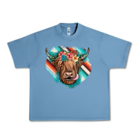 Pebble Blue highland cow serape Urban Heavy Tee - JahusDesignShop