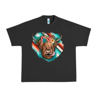 Pigment Black highland cow serape Urban Heavy Tee - JahusDesignShop