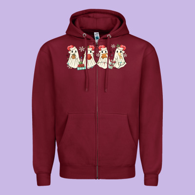 Pantasmas Mexican Christmas Ghosts Zipper Hoodie Designed By Maliassmallbusiness