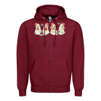 Burgundy pantasmas mexican christmas ghosts Zipper Hoodie - MaliasSmallBusiness