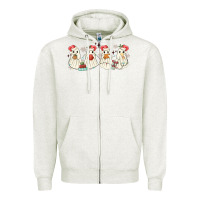 Oatmeal Heather pantasmas mexican christmas ghosts Zipper Hoodie - MaliasSmallBusiness