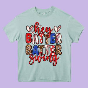 Hey Batter Batter Swing Heavy Core Tee Designed By Zillion Design Studio