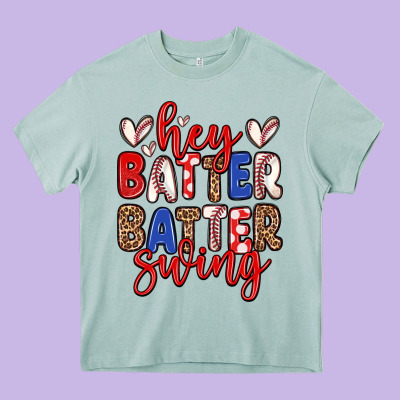 Hey Batter Batter Swing Heavy Core Tee Designed By Zillion Design Studio
