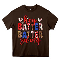 Chocolate Brown hey batter batter swing Heavy Core Tee - Zillion Design Studio