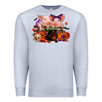 Heather Grey halloween pigs Premium Sweatshirt - RanaPortraitStore