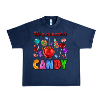 Navy all you need is candy Urban Heavy Tee - AdoDesignShop