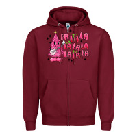 Burgundy pink christmas fa la la Zipper Hoodie - MaliasSmallBusiness