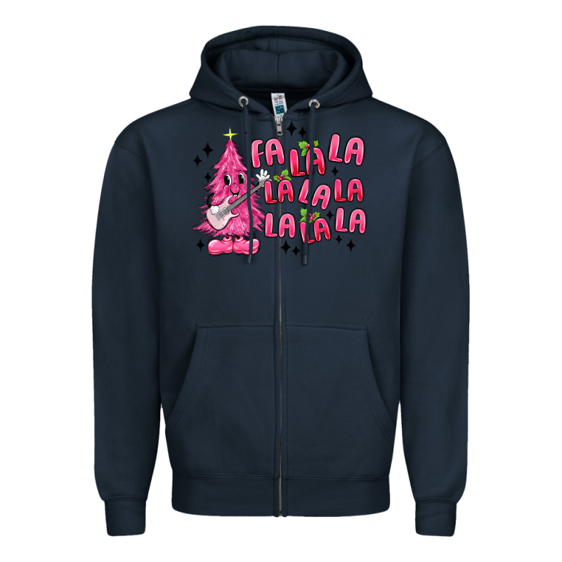 Pink Christmas Fa La La Zipper Hoodie by MaliasSmallBusiness | Teevron