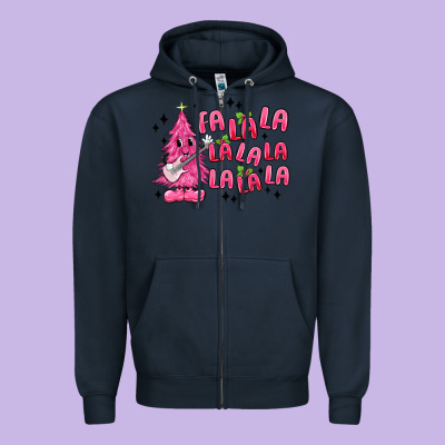 Pink Christmas Fa La La Zipper Hoodie Designed By Maliassmallbusiness