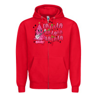 Red pink christmas fa la la Zipper Hoodie - MaliasSmallBusiness