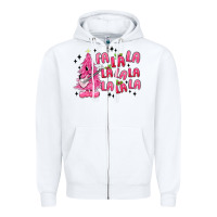 White pink christmas fa la la Zipper Hoodie - MaliasSmallBusiness