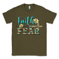 Army Green faith over fear with cross Classic Tee - BarkalooDesign