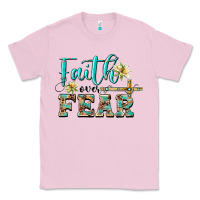 Bubblegum Pink faith over fear with cross Classic Tee - BarkalooDesign