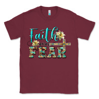 Burgundy faith over fear with cross Classic Tee - BarkalooDesign