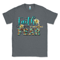 Charcoal Heather faith over fear with cross Classic Tee - BarkalooDesign