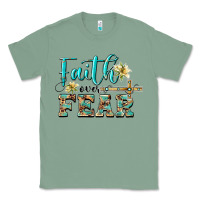 Sage faith over fear with cross Classic Tee - BarkalooDesign