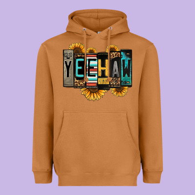 Yeehaw License Plate Letters Heavyweight Hoodie Designed By Jasminsmagicworld