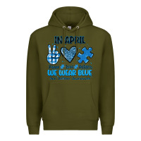 Army Green in april we wear blue Premium Hoodie - JahusDesignShop