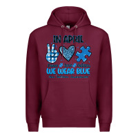 Burgundy in april we wear blue Premium Hoodie - JahusDesignShop