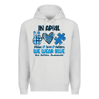Dove Grey in april we wear blue Premium Hoodie - JahusDesignShop