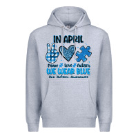 Heather Grey in april we wear blue Premium Hoodie - JahusDesignShop