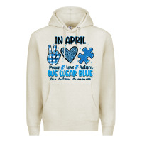 Oatmeal Heather in april we wear blue Premium Hoodie - JahusDesignShop