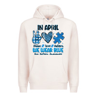Pale Pink in april we wear blue Premium Hoodie - JahusDesignShop