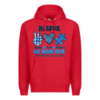 Red in april we wear blue Premium Hoodie - JahusDesignShop