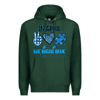Sports Green in april we wear blue Premium Hoodie - JahusDesignShop