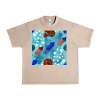 French Oak patriotic fireworks and sunflower Urban Heavy Tee - BundleAndBundleShop