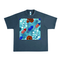 Midnight Navy patriotic fireworks and sunflower Urban Heavy Tee - BundleAndBundleShop