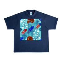 Navy patriotic fireworks and sunflower Urban Heavy Tee - BundleAndBundleShop